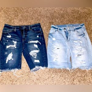 Shorts, light and dark denim.